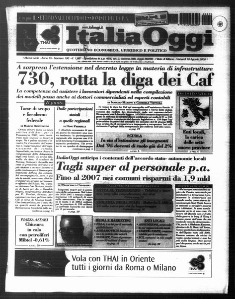 Italia oggi : quotidiano di economia finanza e politica